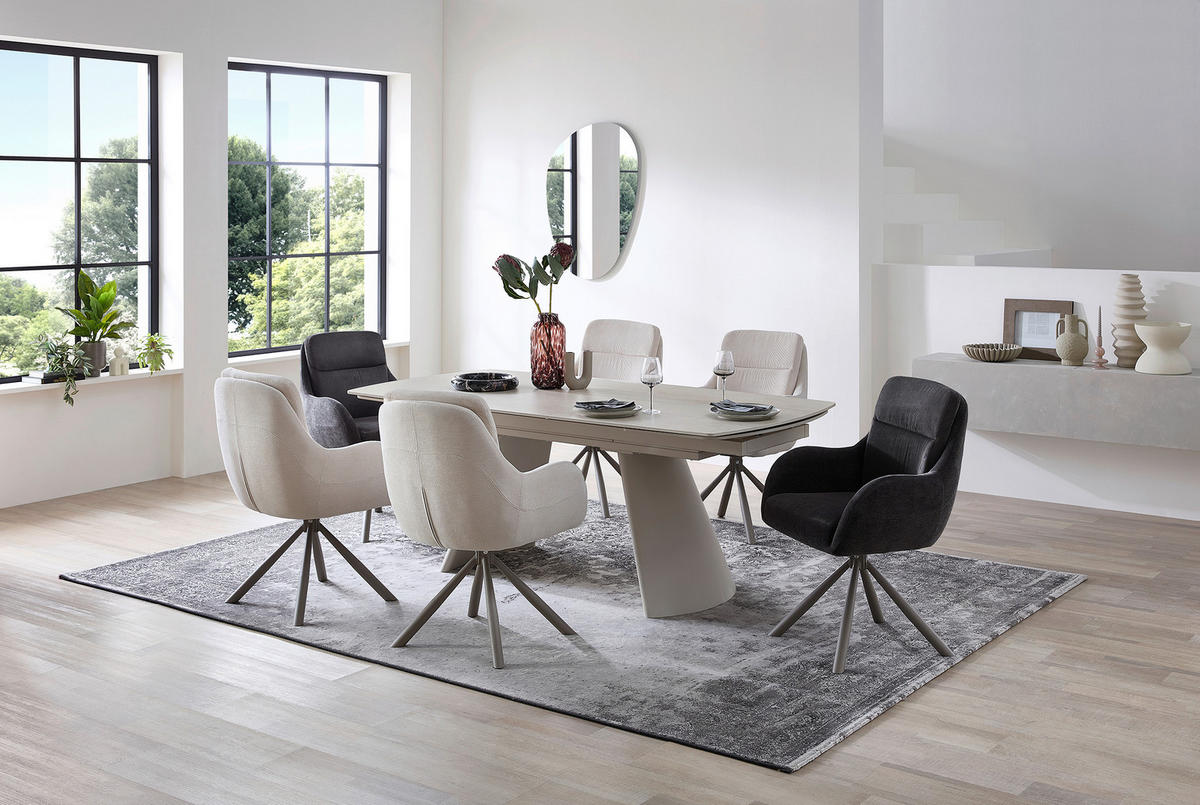 ESSTISCH Beige  ausziehbar  - Beige, MODERN, Keramik/Metall (200/100/100cm) - MID.YOU