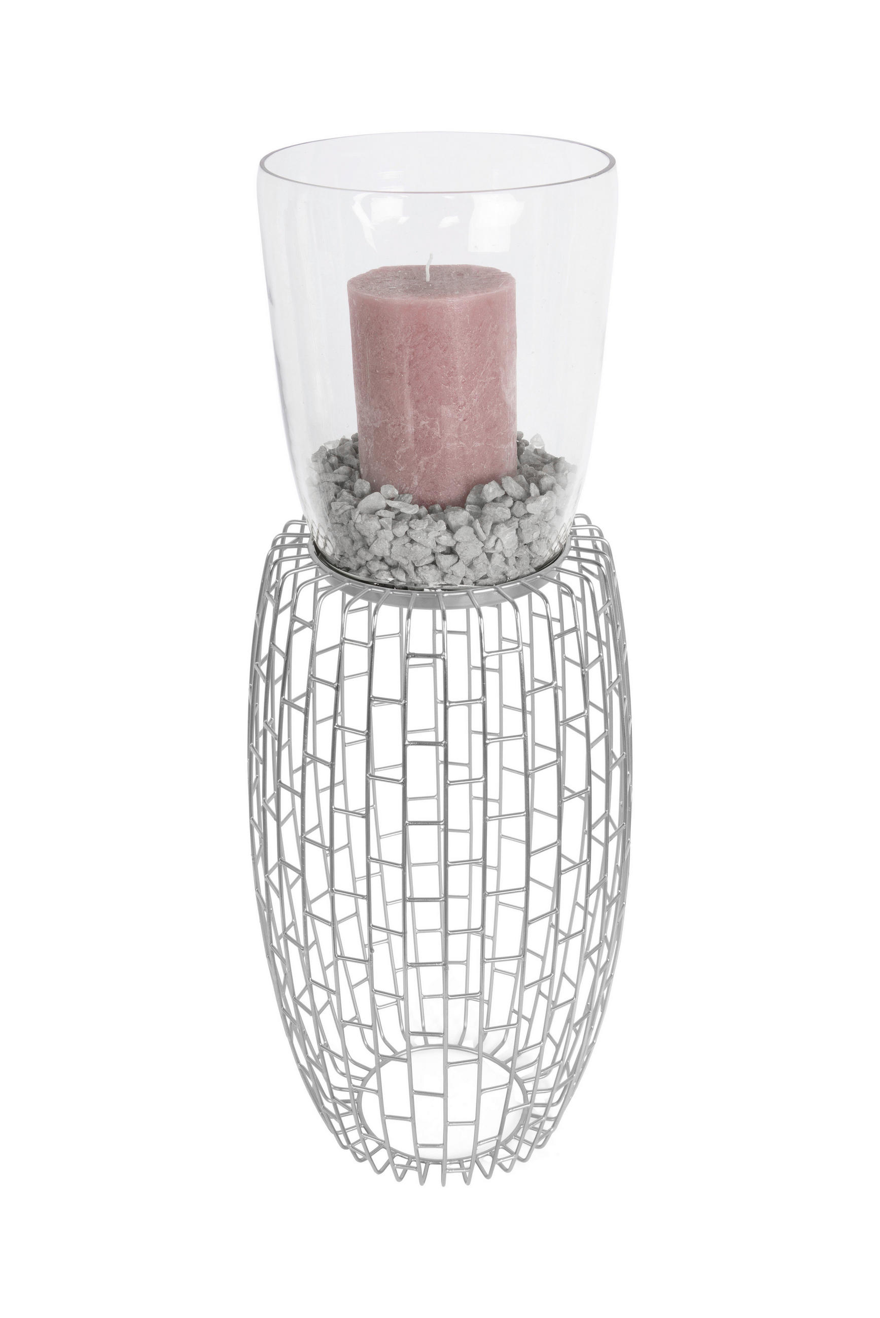 KERZENHALTER - Silberfarben, Design, Glas/Metall (28/73/28cm) - Kayoom