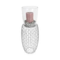 KERZENHALTER - Silberfarben, Design, Glas/Metall (28/73/28cm) - Kayoom