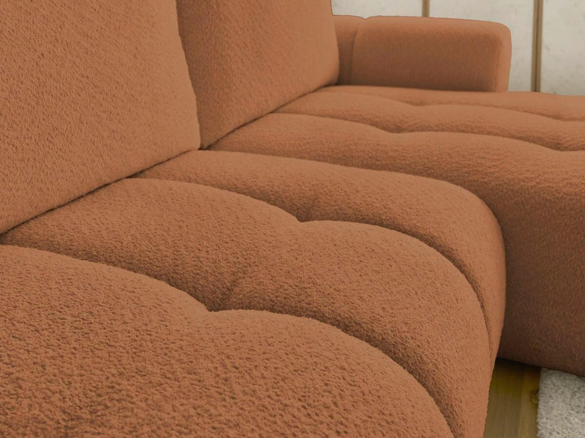 ECKSCHLAFSOFA FUJI Bouclé Orange  inkl.  - Schwarz/Orange, MODERN, Kunststoff/Textil (292/160cm)