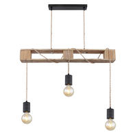HÄNGELEUCHTE 83/10/120 cm   - Schwarz/Braun, Natur, Naturmaterialien/Holz (83/10/120cm) - Globo