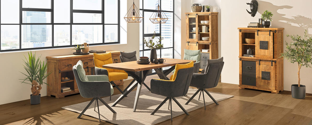 MATBORD i trä, metall 180/90/77 cm   - svart/naturfärgad, Romantik / Lanthus, metall/trä (180/90/77cm) - Landscape