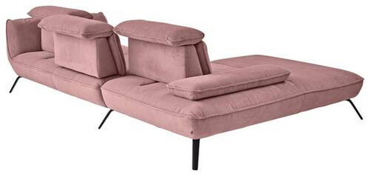 ECKSOFA in Cord Altrosa  - Schwarz/Altrosa, Design, Textil/Metall (202/301cm) - Moderano