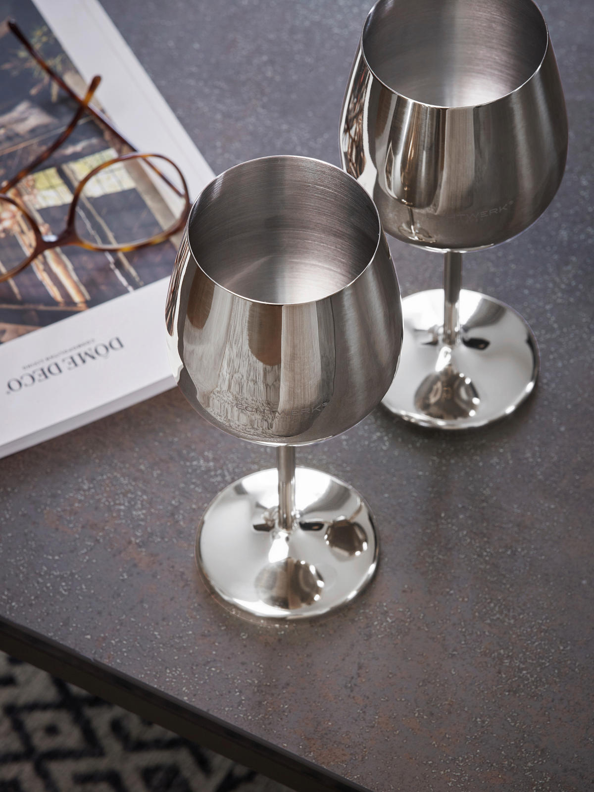 WEINGLAS 500 ml 2-teilig  - Edelstahlfarben, Basics, Metall (9,3/4,5/21cm) - Echtwerk