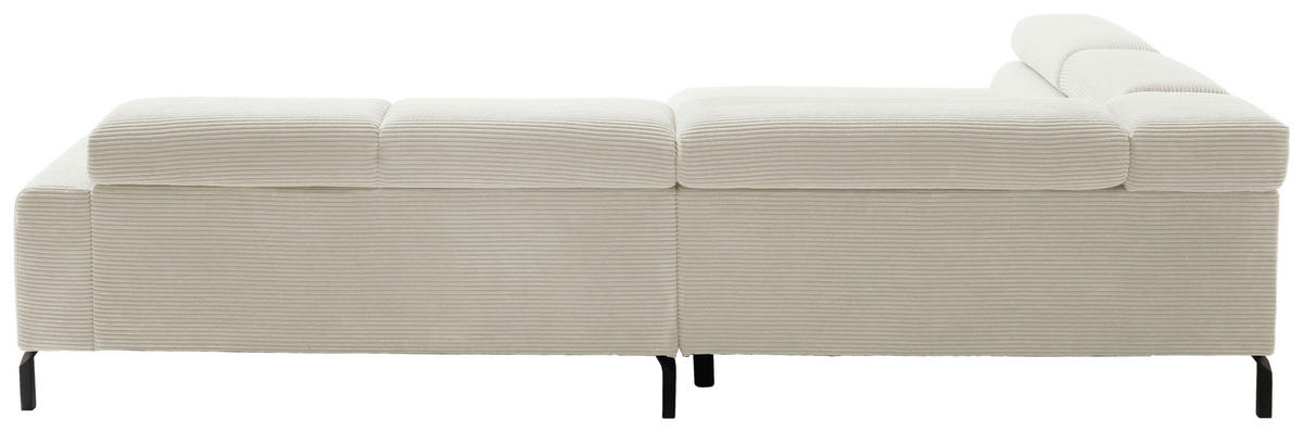 ECKSOFA inkl. Funktion in Cord Creme  - Creme/Schwarz, Modern, Textil/Metall (219/309cm) - Pure Home Lifestyle