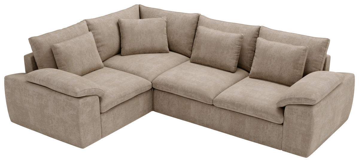 ECKSOFA Chenille Beige  - Beige/Schwarz, Design, Kunststoff/Textil (216/289cm) - Livetastic