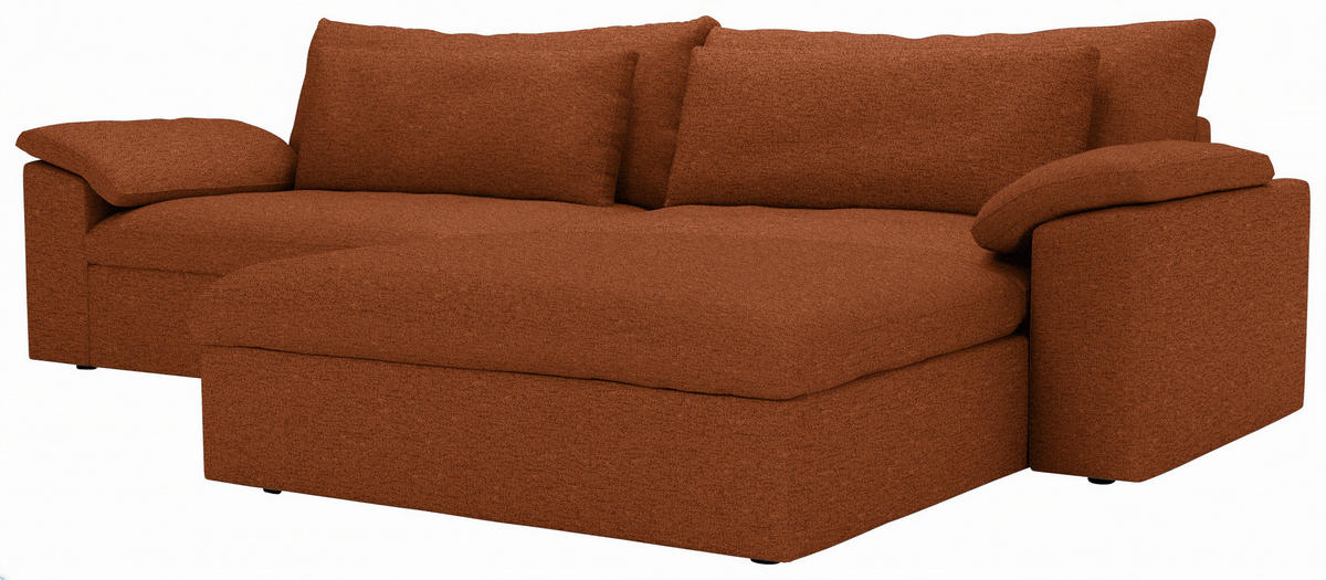 ECKSOFA Flachgewebe Rostfarben  - Rostfarben/Schwarz, Modern, Kunststoff/Textil (306/198cm) - Carryhome