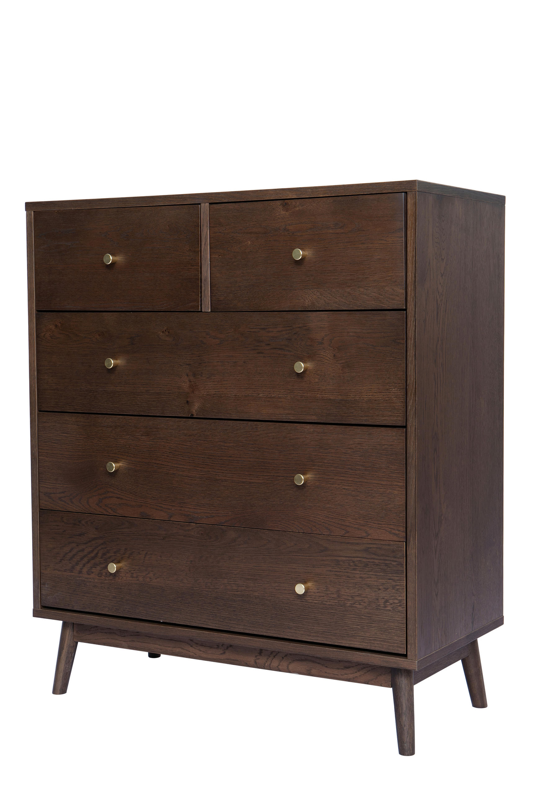 KOMMODE , 85/99/40 cm, 5 Schublade(n)  - Messingfarben/Walnussfarben, Design, Holz/Holzwerkstoff (85/99/40cm) - Livetastic