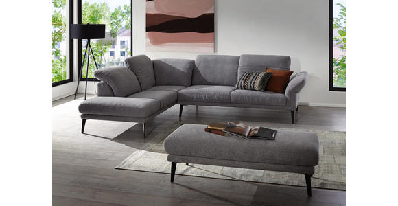 WOHNLANDSCHAFT in Textil Grau - Schwarz/Grau, Design, Textil/Metall (226/281cm) - Valnatura