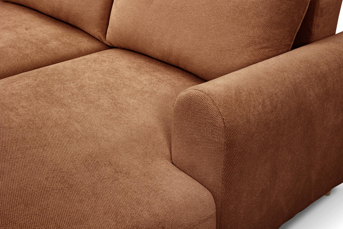 ECKSOFA VIRA Kupferfarben Struktur Rückenkissen, Bettkasten, Liegefläche im Originalstoff  - Naturfarben/Kupferfarben, Design, Holz/Textil (230/150cm) - MID.YOU