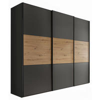 SCHWEBETÜRENSCHRANK in Anthrazit, Eiche Artisan  - Anthrazit/Schwarz, Holzwerkstoff/Metall (249/222/68cm) - Moderano