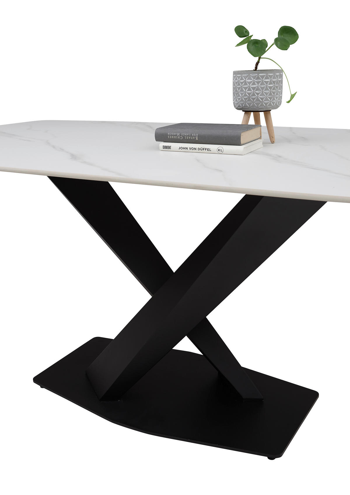ESSTISCH in Keramik  - Schwarz/Weiß, MODERN, Keramik/Metall (180/75/90cm) - MID.YOU