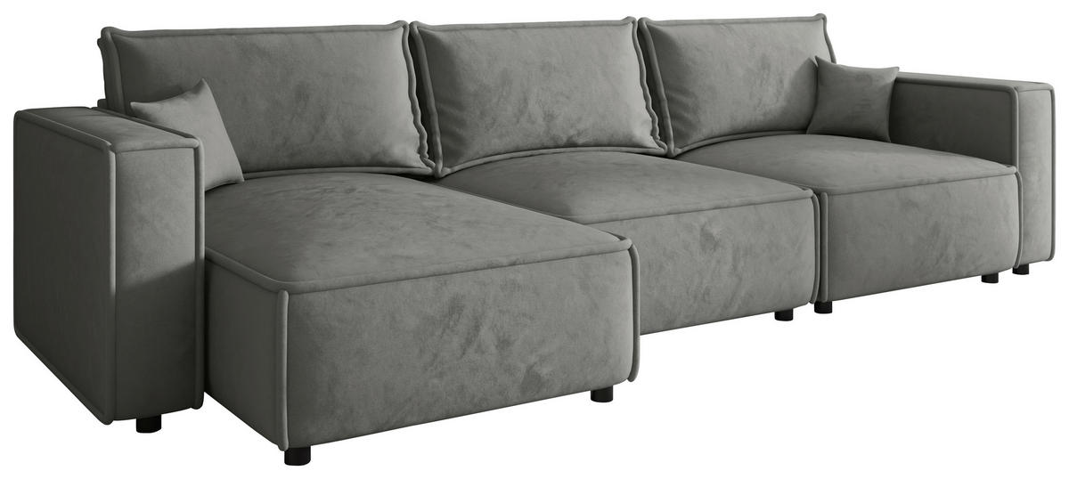 ECKSOFA Grau Webstoff Zierkissen, Rückenkissen, Rücken echt  - Schwarz/Grau, MODERN, Kunststoff/Textil (153/350cm) - Xora