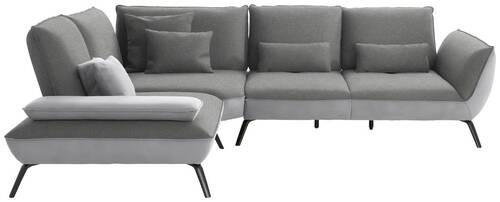 ECKSOFA in Flachgewebe Hellgrau  - Hellgrau/Schwarz, Design, Textil/Metall (250/310cm) - Moderano