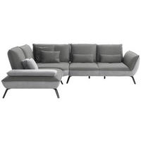 ECKSOFA in Flachgewebe Hellgrau  - Hellgrau/Schwarz, Design, Textil/Metall (250/310cm) - Moderano