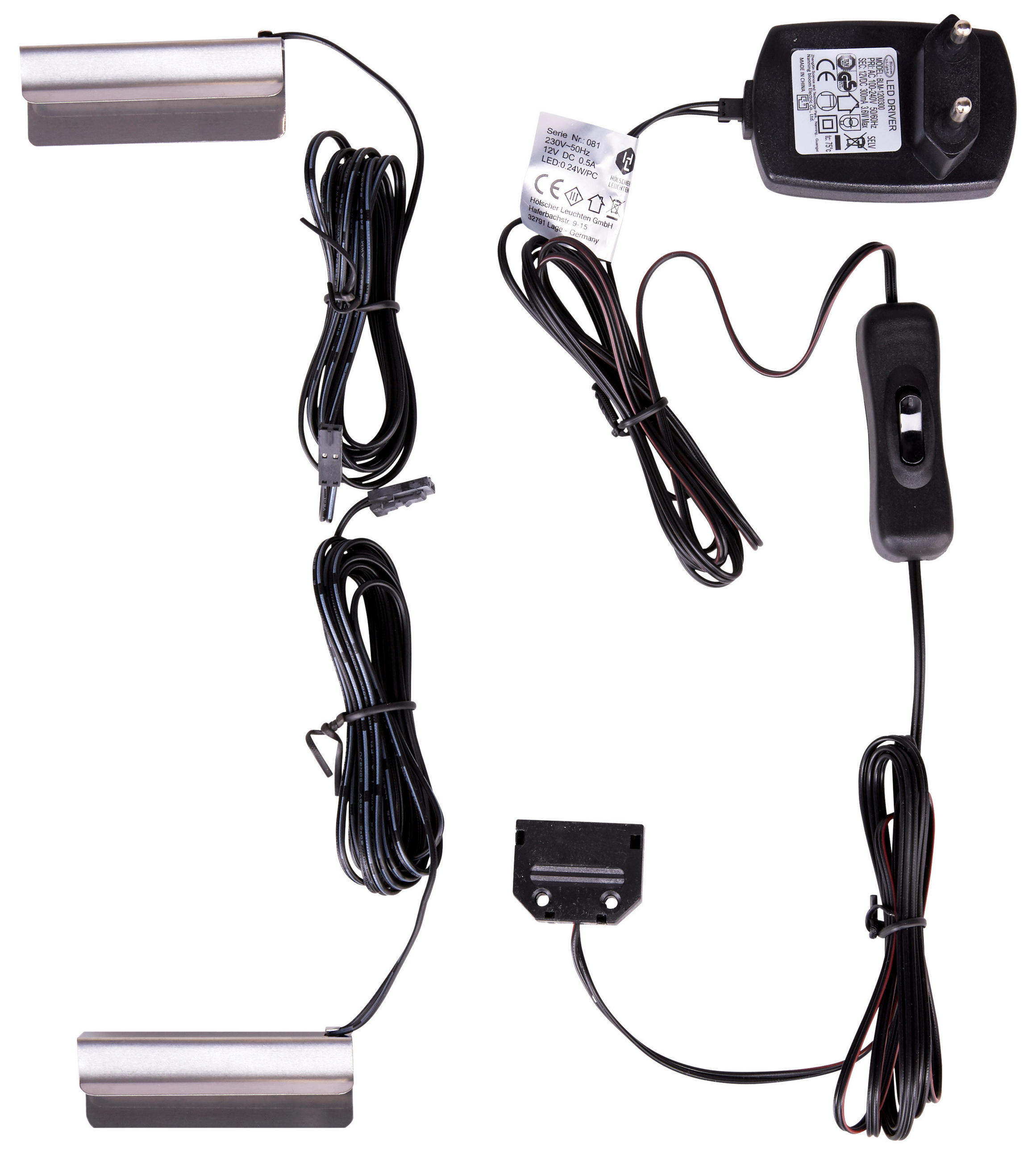 Glasbodenbeleuchtung 2er-Set Led Clips 0,24w Handschalter