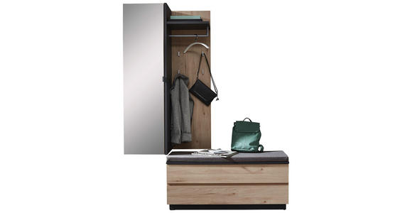 GARDEROBE - Eichefarben/Graphitfarben, Design, Glas/Holzwerkstoff (157/202/45cm) - Voleo