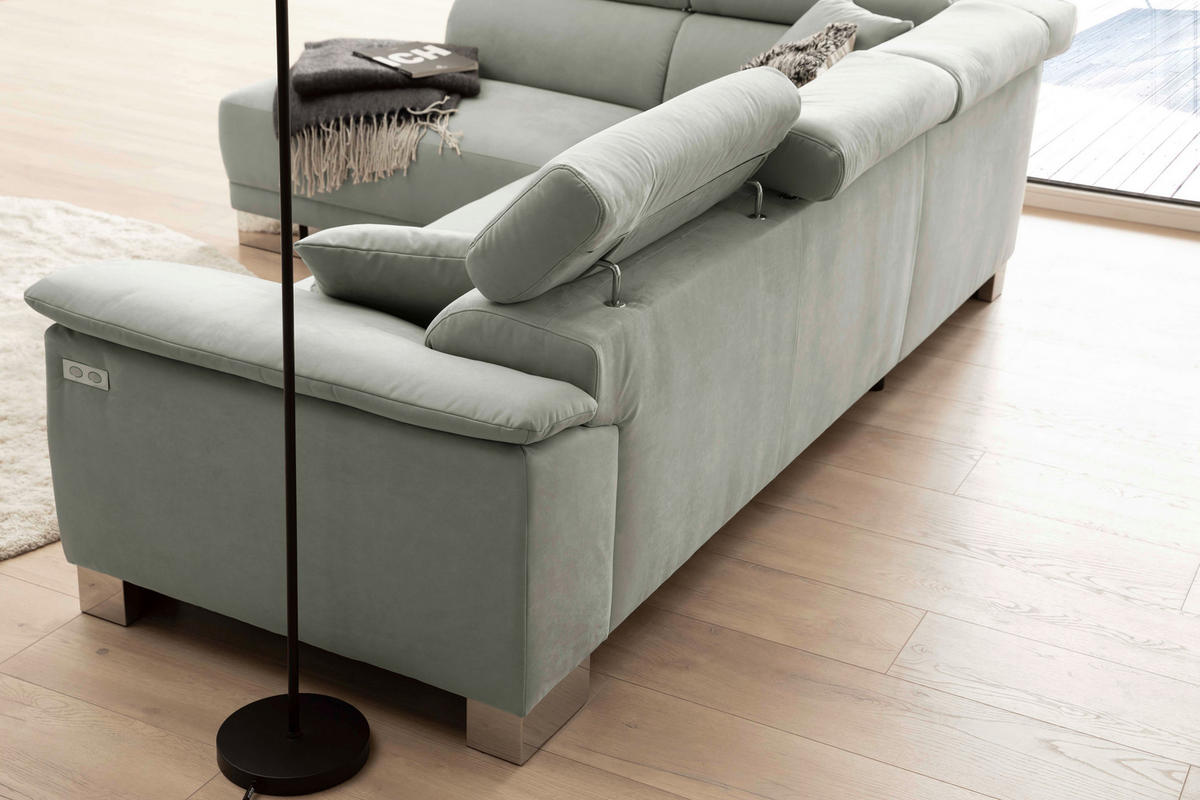 ECKSOFA in Mikrofaser Gelb, Orange  - Chromfarben/Gelb, Design, Holz/Textil (205/270cm) - Pure Home Lifestyle
