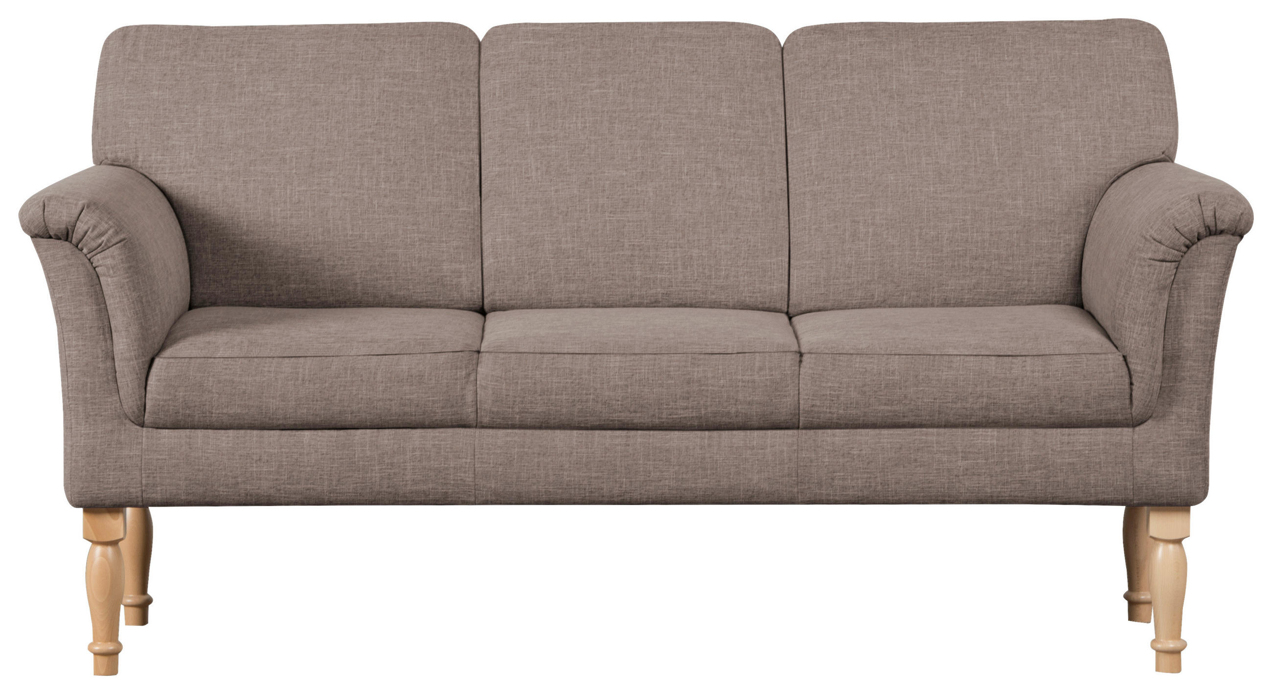 SOFA Flachgewebe Braun  - Naturfarben/Braun, ROMANTIK / LANDHAUS, Holz/Textil (186/96/80cm) - Cantus
