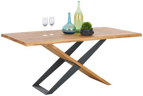 ESSTISCH in Holz, Metall 160/90/77 cm  - Eichefarben/Schwarz, Design, Holz/Metall (160/90/77cm) - Valnatura