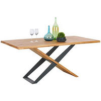 ESSTISCH in Holz, Metall 180/90/77 cm  - Eichefarben/Schwarz, Design, Holz/Metall (180/90/77cm) - Valnatura