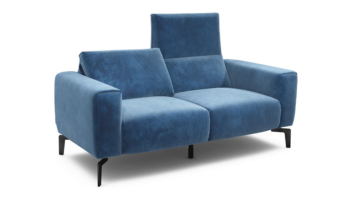 2-SITZER-SOFA Samt Blau  - Blau/Schwarz, Design, Textil/Metall (180/86/86-94cm) - SENSOO