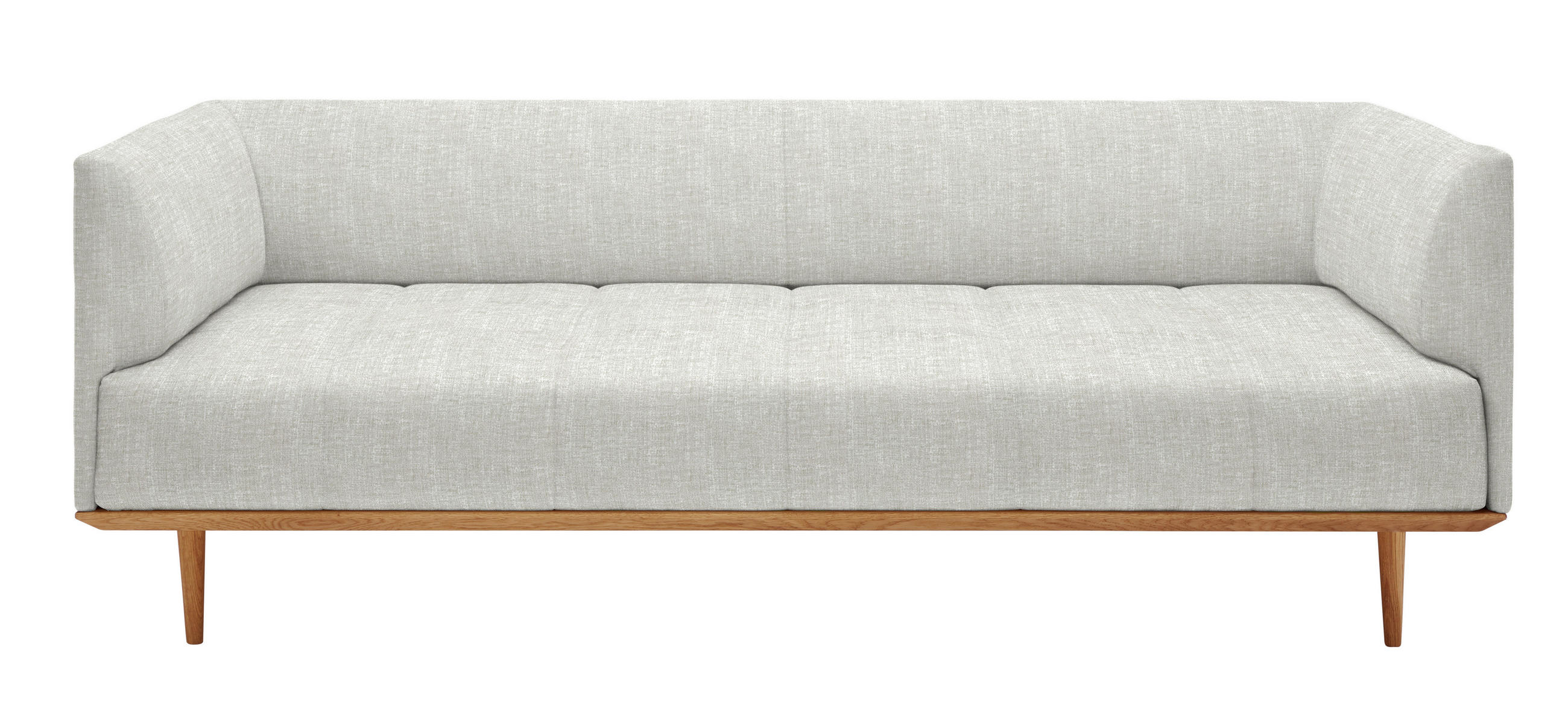 BIGSOFA Flachgewebe Hellgrau  - Hellgrau, MODERN, Holz/Textil (220/77/120cm) - Joka