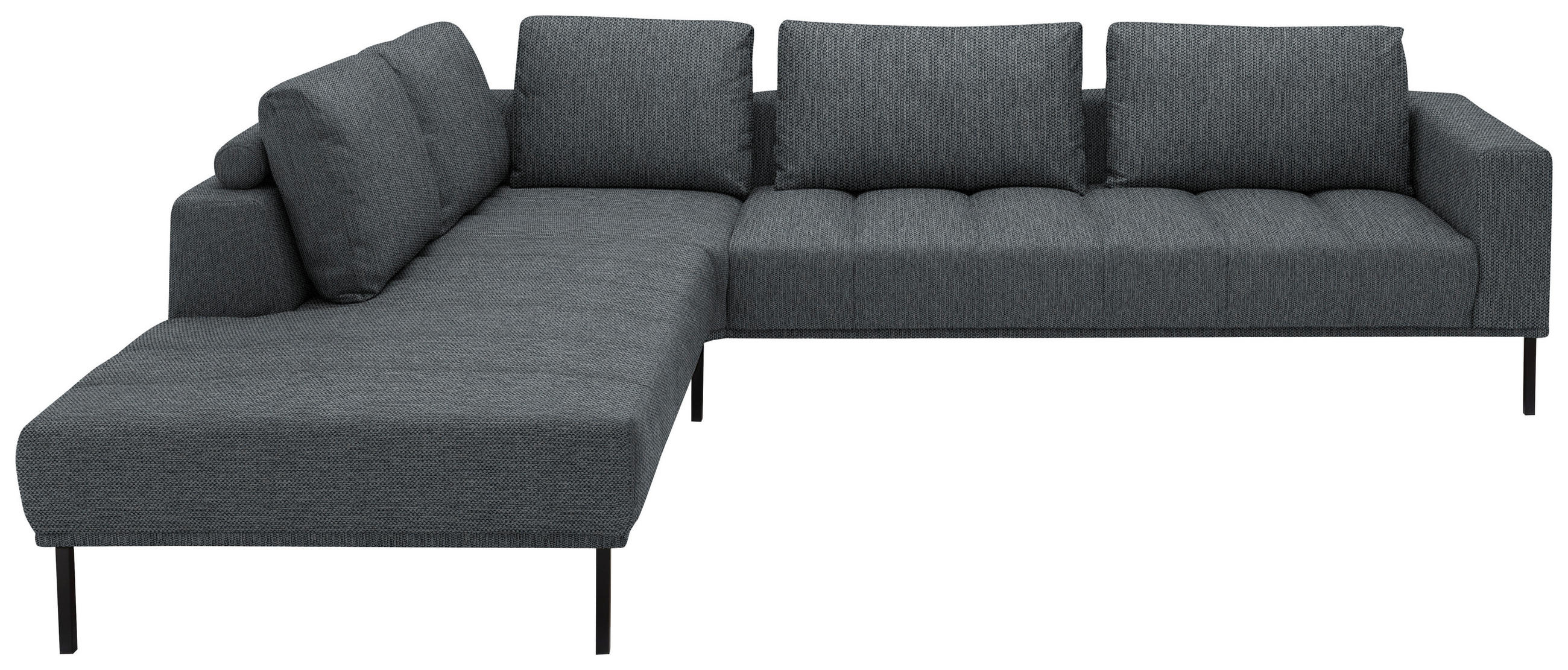 ECKSOFA Flachgewebe Anthrazit  - Anthrazit/Schwarz, Design, Textil/Metall (270/308cm) - Pure Home Lifestyle