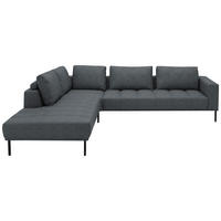 ECKSOFA Flachgewebe Anthrazit  - Anthrazit/Schwarz, Design, Textil/Metall (270/308cm) - Pure Home Lifestyle