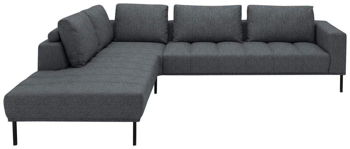 ECKSOFA Flachgewebe Anthrazit  - Anthrazit/Schwarz, Design, Textil/Metall (270/308cm) - Pure Home Lifestyle