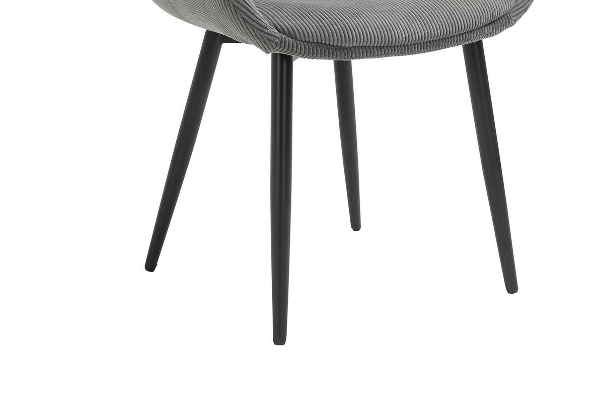 ARMLEHNSTUHL-SET 2 Stück  in Cord  - Schwarz/Grau, MODERN, Textil/Metall (64/86/59cm) - Livetastic
