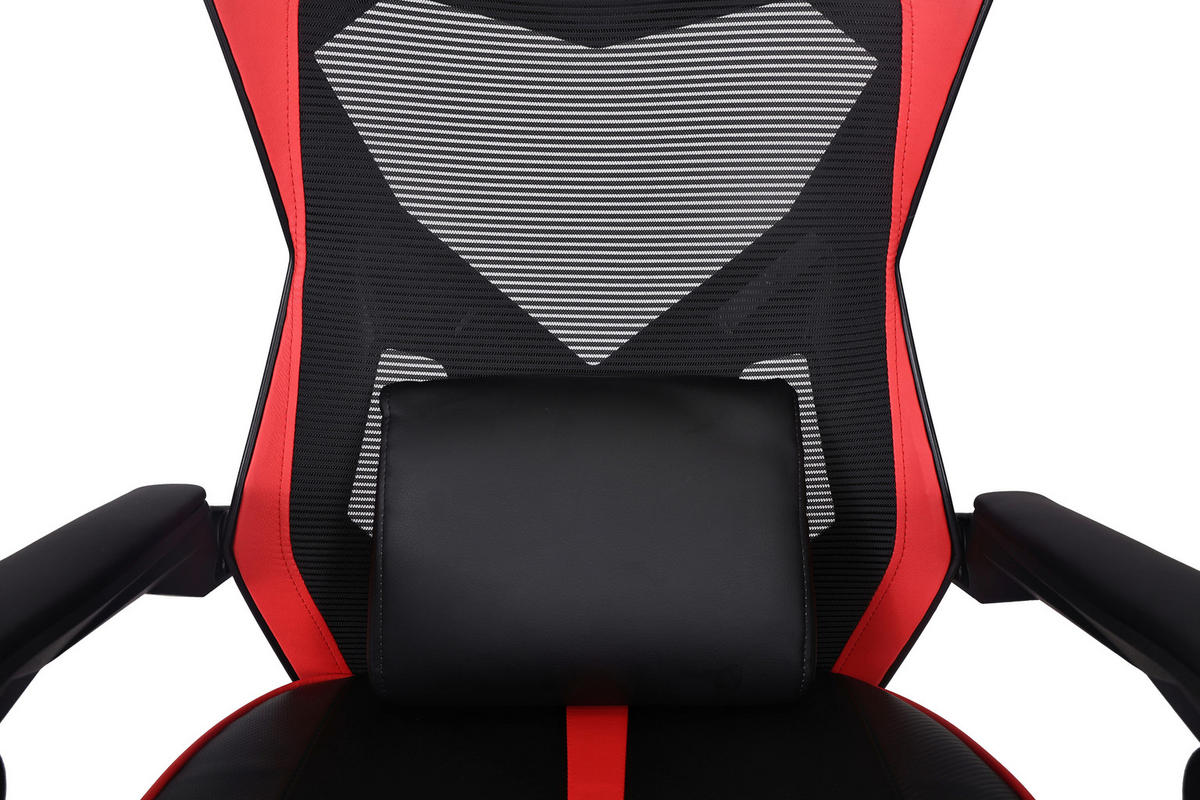 GAMINGSTUHL  in Lederlook, Netzbespannung Rot, Schwarz  - Rot/Schwarz, MODERN, Kunststoff/Textil (59/107-117/58cm) - Carryhome