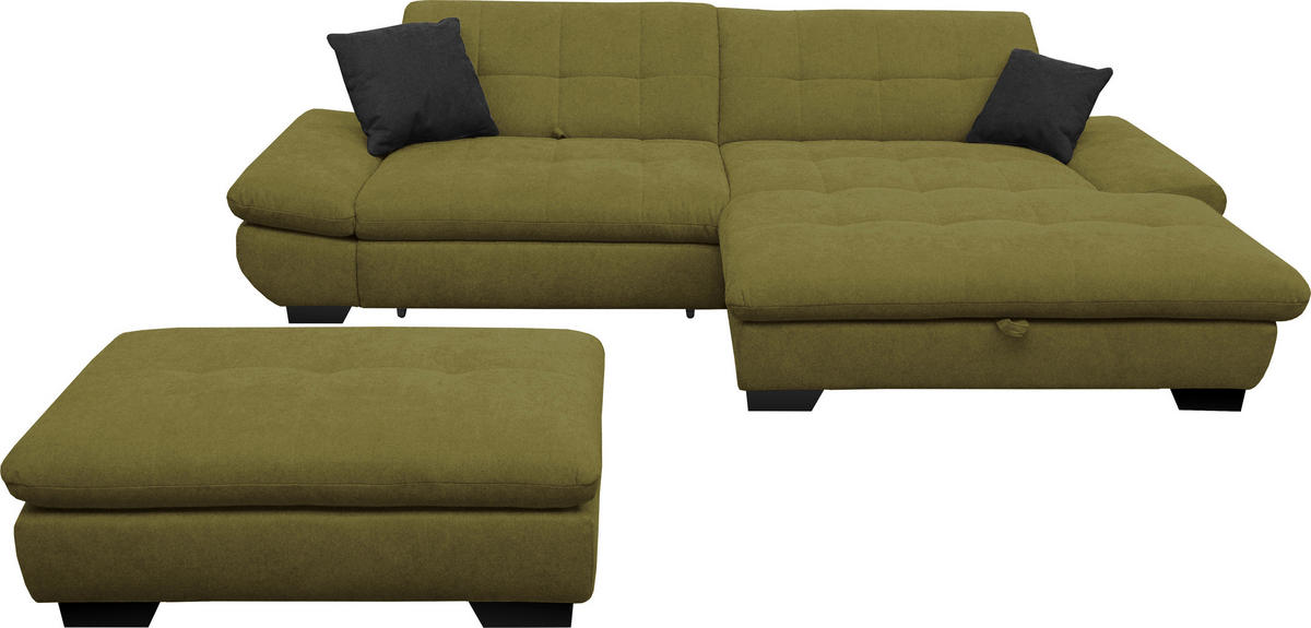 ECKSOFA in Mikrofaser Grün  - Schwarz/Grün, Design, Textil/Metall (290/198cm) - Xora