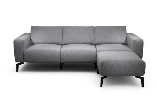 Dreisitzer inkl. Hocker in Chenille Anthrazit  - Anthrazit/Schwarz, Design, Textil/Metall (250/86/86-94cm) - SENSOO