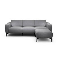 Dreisitzer inkl. Hocker in Chenille Anthrazit  - Anthrazit/Schwarz, Design, Textil/Metall (250/86/86-94cm) - SENSOO