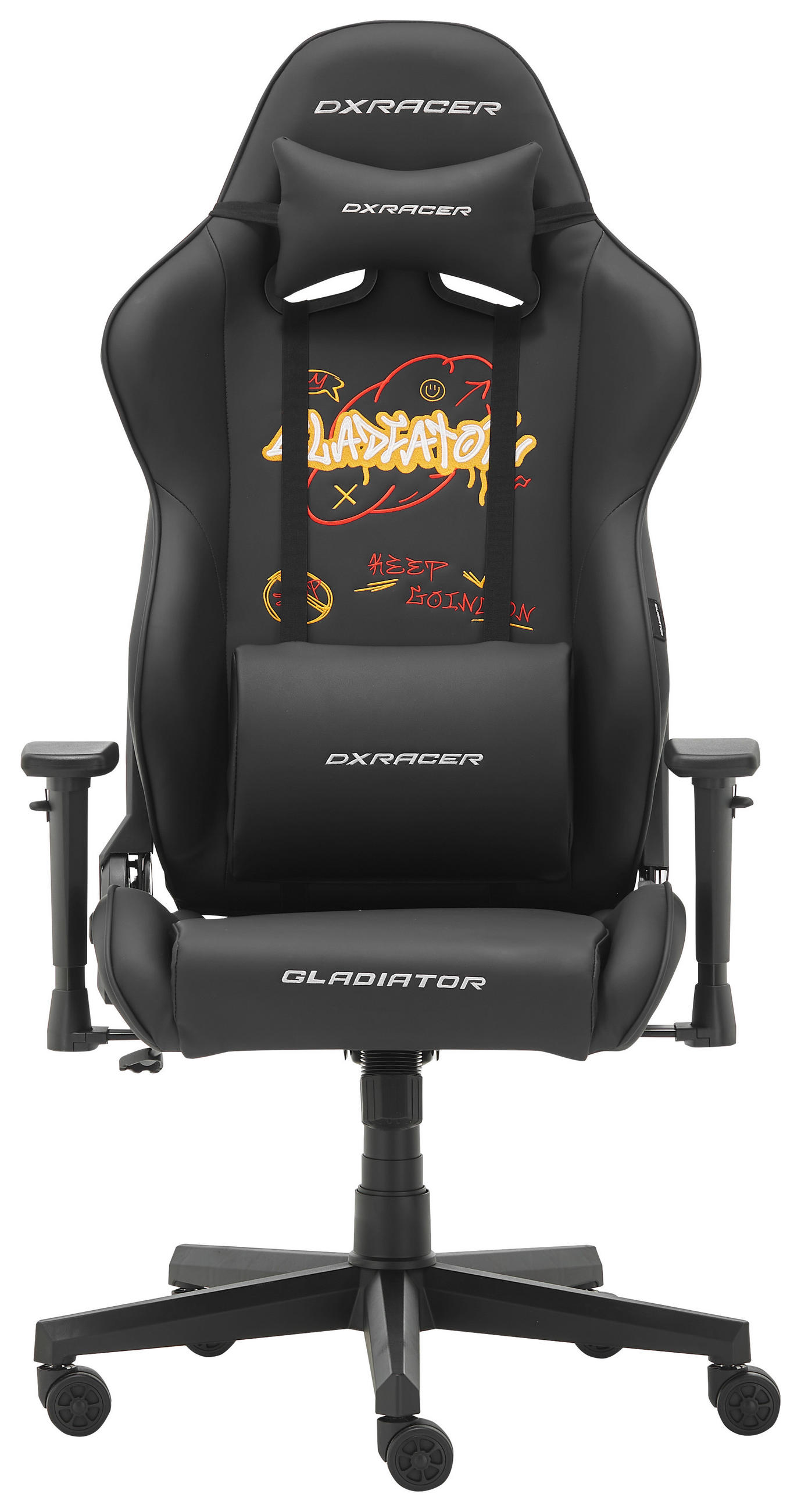 GAMINGSTUHL  in Lederlook Schwarz, Gelb, Rot  - Gelb/Rot, Design, Kunststoff/Textil (70/126/70cm) - Dxracer