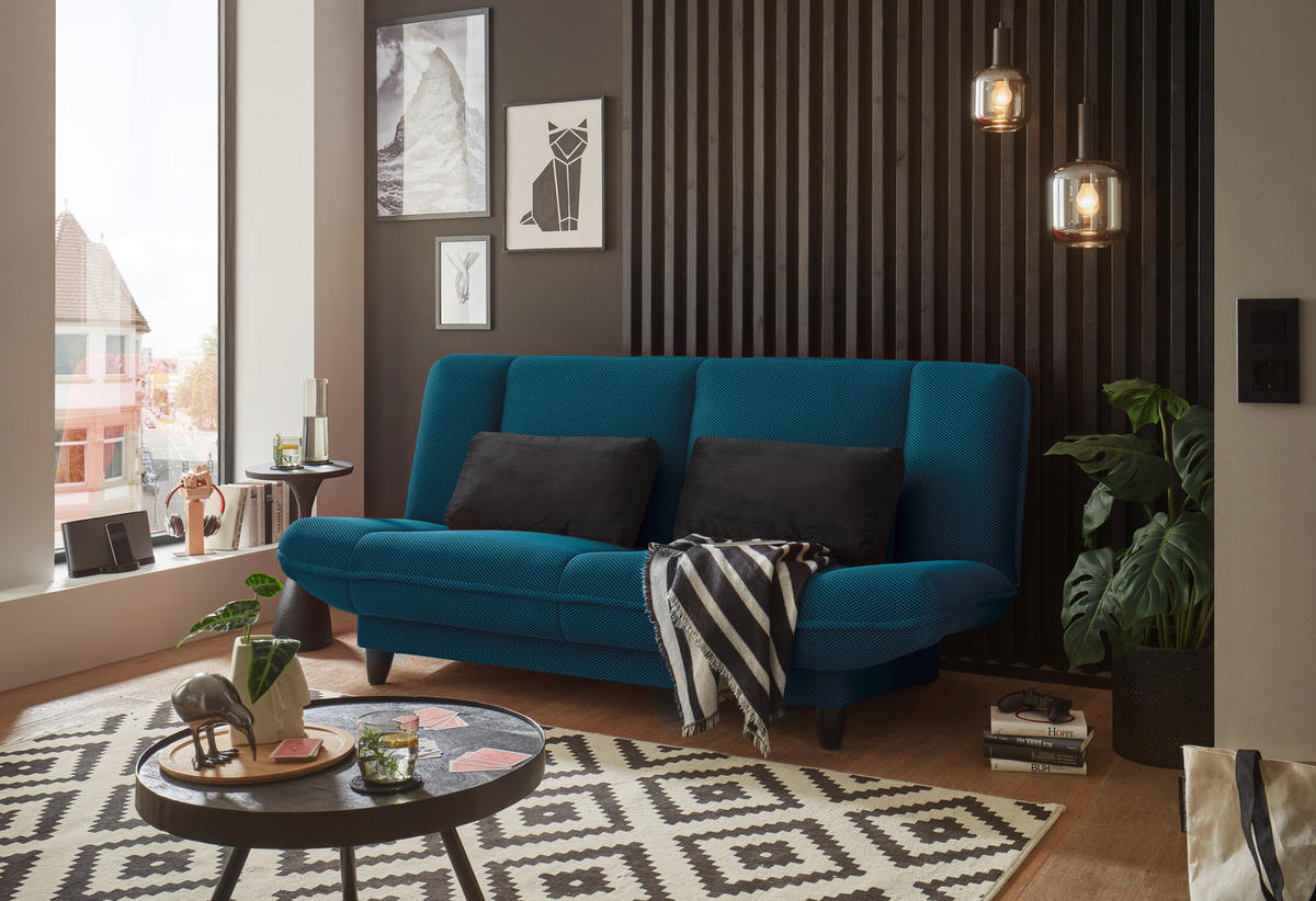 SCHLAFSOFA in Webstoff Petrol  - Petrol/Schwarz, Konventionell, Kunststoff/Textil (200/88/90cm) - MID.YOU