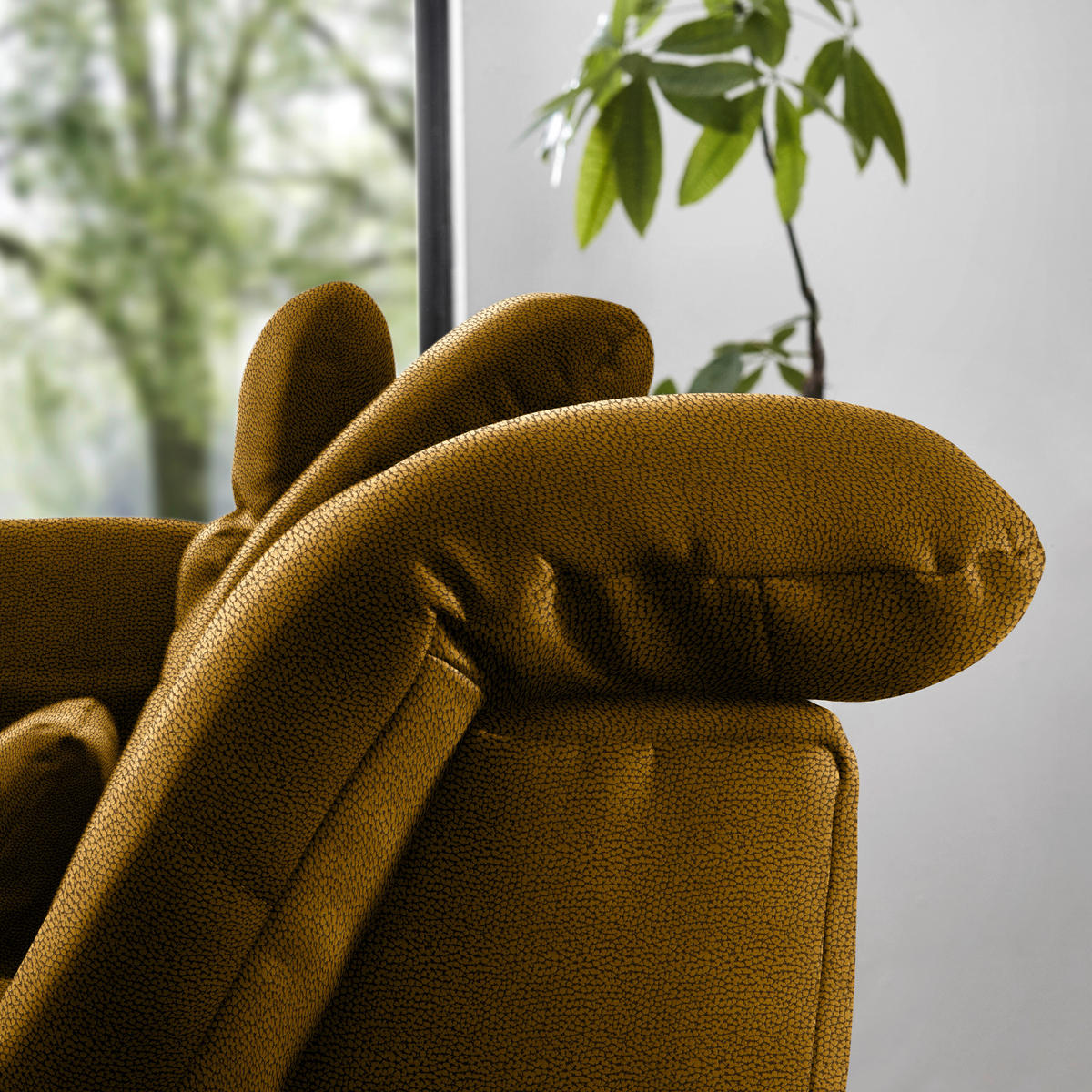 ECKSOFA Flachgewebe Khaki  - Chromfarben/Khaki, Design, Textil (195/309cm) - Beldomo Style