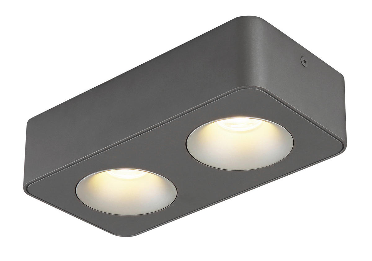 LED ZÁŘIČ, 22,4/11.7/5,5 cm - čiré/tmavě šedá, Design, kov/plast (22,4/11.7/5,5cm) - Globo