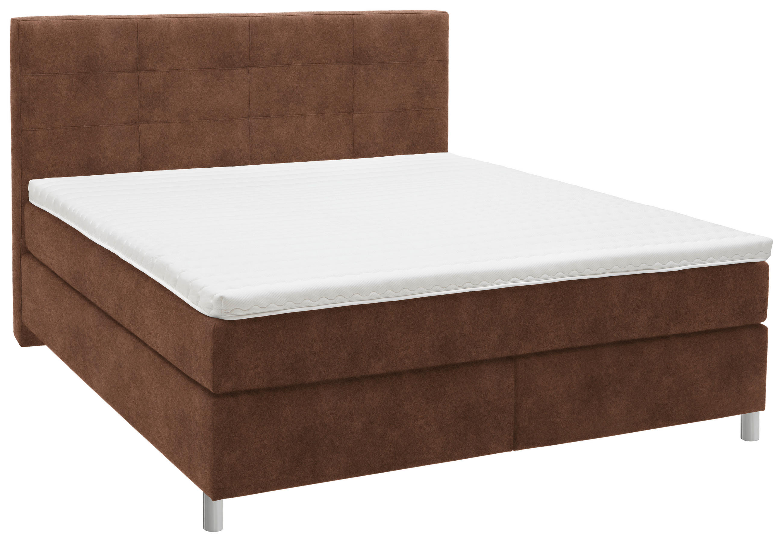 BOXSPRINGBETT 160/200 cm  in Cognac  - Chromfarben/Cognac, KONVENTIONELL, Kunststoff/Textil (160/200cm) - Voleo