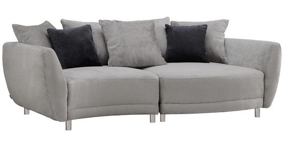 BIGSOFA in Chenille Grau - Anthrazit/Silberfarben, Design, Kunststoff/Textil (243/72/143cm) - Carryhome