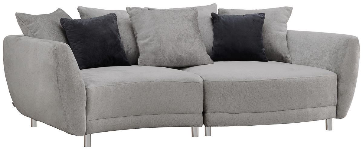BIGSOFA in Chenille Grau  - Anthrazit/Silberfarben, Design, Kunststoff/Textil (243/72/143cm) - Carryhome