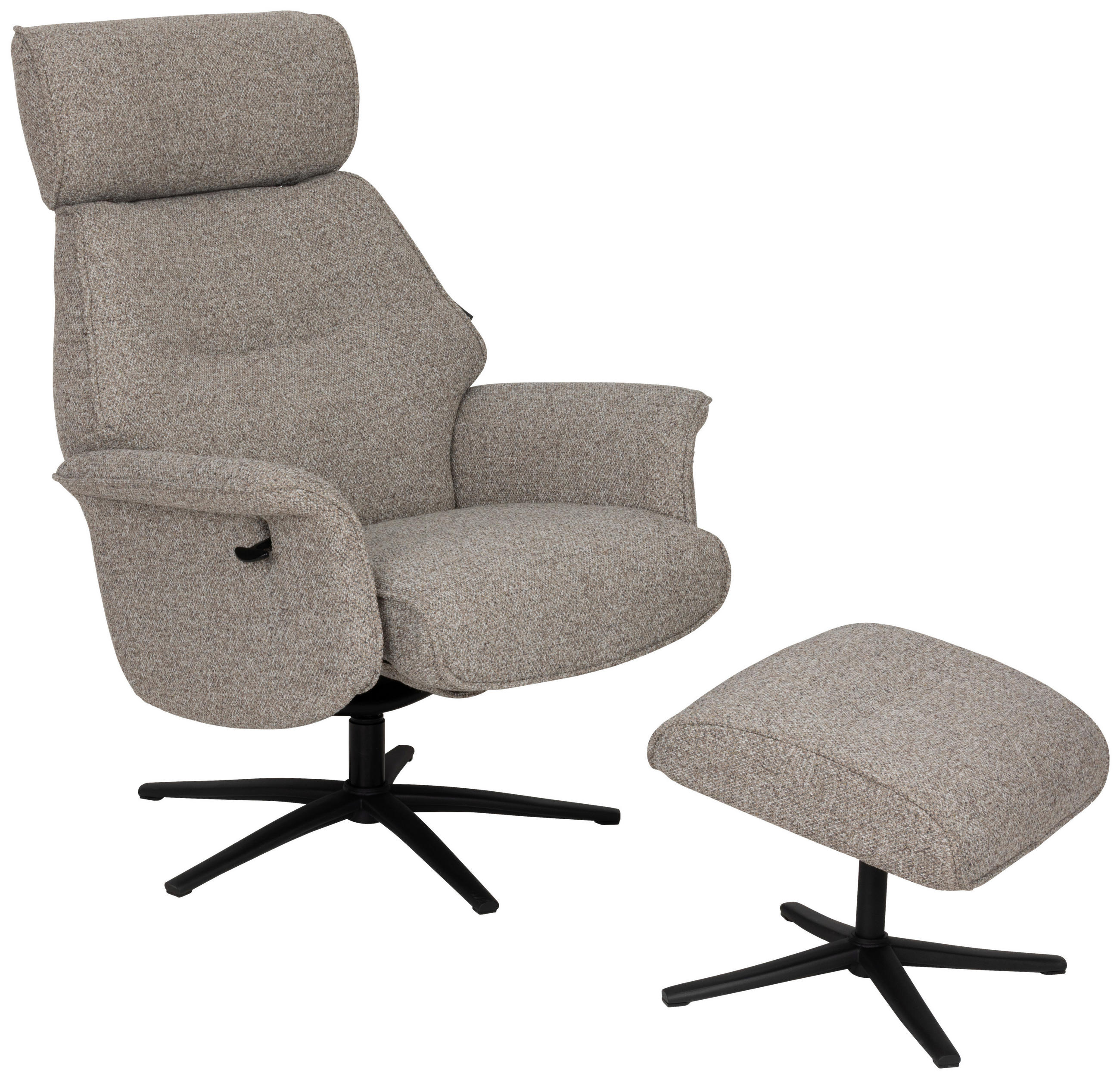 RELAXSESSELSET Bouclé    - Taupe/Schwarz, Design, Holz/Textil (77/108/81cm) - Livetastic