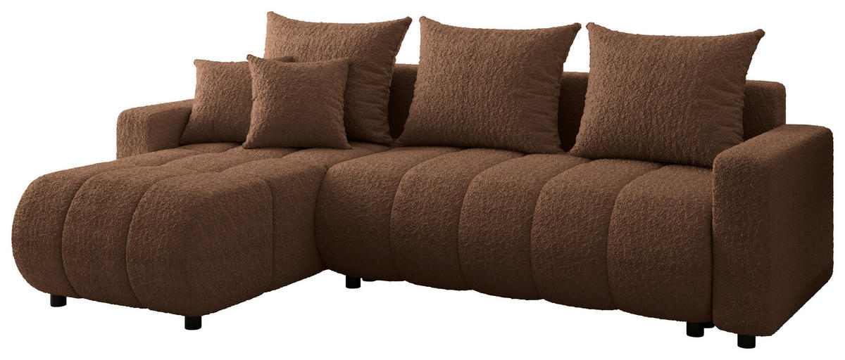 ECKSOFA  in Bouclé Rostfarben  - Rostfarben/Schwarz, MODERN, Kunststoff/Textil (150/240cm) - Carryhome