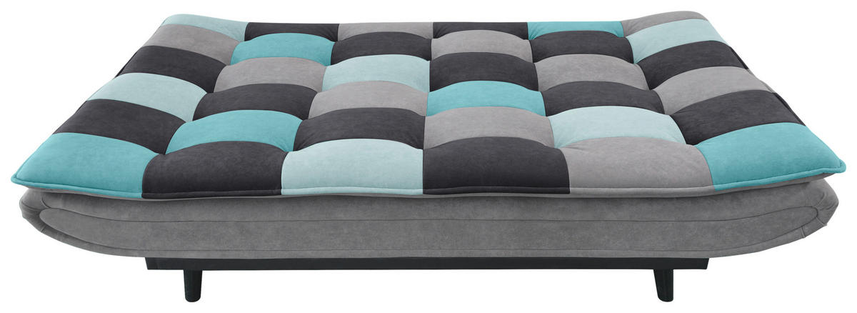 ZOFA S POSTELJNO FUNKCIJO,  svetlo siva, svetlo modra, temno siva kovina, tekstil  - svetlo modra/temno siva, Design, kovina/tekstil (194/90/100cm) - Ti'me