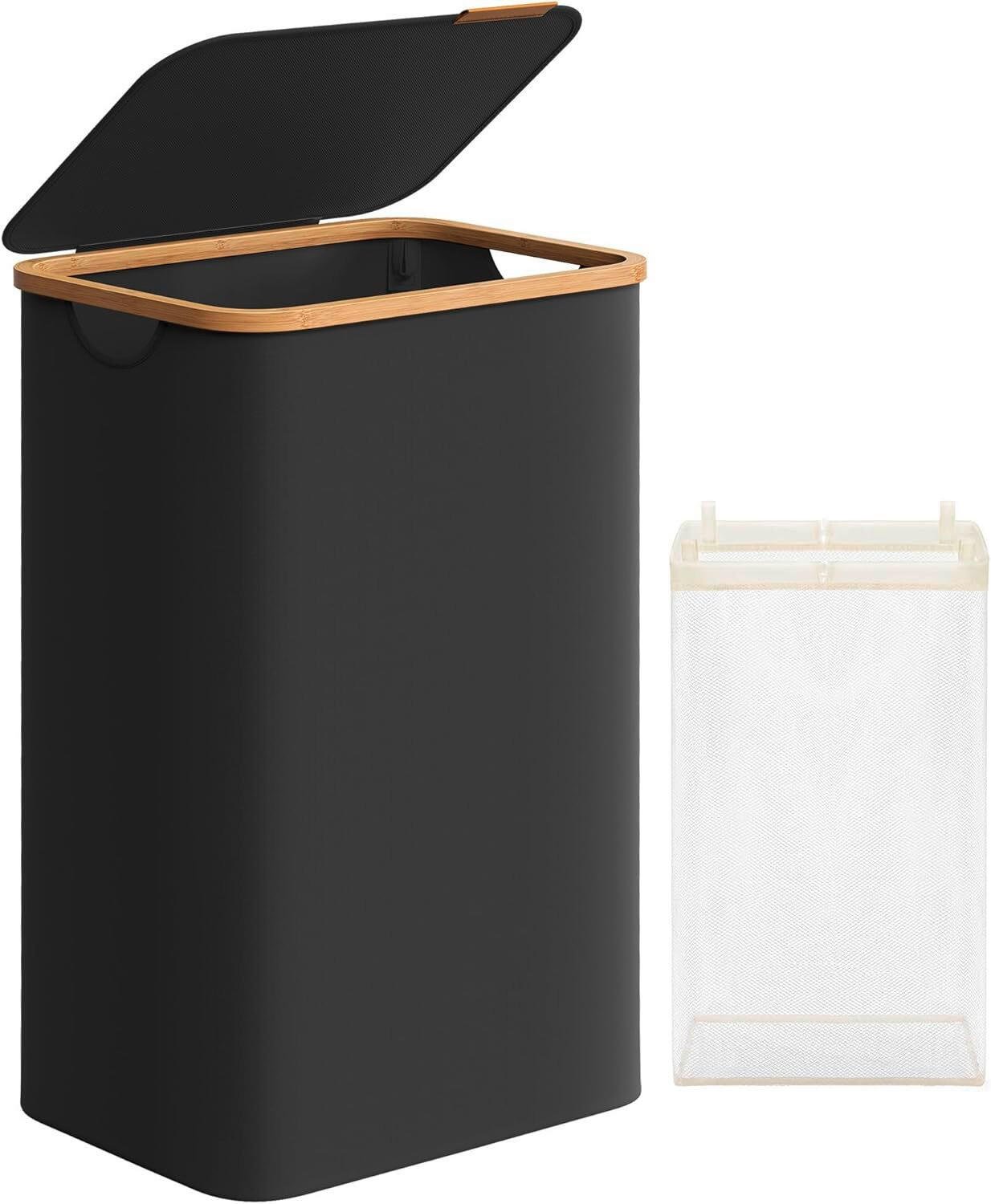 WÄSCHEKORB - Schwarz, Basics, Naturmaterialien/Textil (42/70.5/32cm)