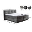 BOXSPRINGBETT 180/200 cm,  in Grau, Matratze, gepolstertes Kopfteil, Bettkasten, Topper, H2 + H3 = mittel + fest  - Schwarz/Grau, KONVENTIONELL, Kunststoff/Textil (180/200cm) - Carryhome