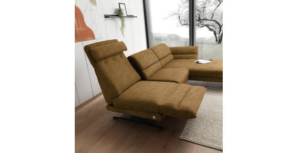 ECKSOFA  in Flachgewebe Goldfarben  279-327/176-217 cm  - Goldfarben/Schwarz, Design, Textil/Metall (279-327/176-217cm) - Dieter Knoll