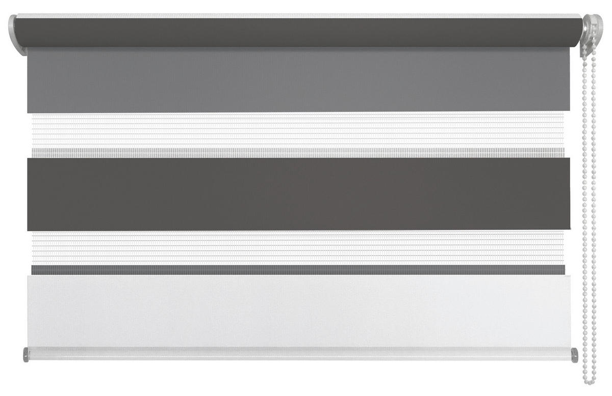 DOPPELROLLO  halbtransparent  80/210 cm    - Anthrazit/Weiß, Design, Textil (80/210cm)