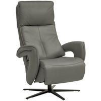 RELAXSESSEL in Leder Grau  - Schwarz/Grau, Design, Leder/Metall (77/119/87cm) - Valdera